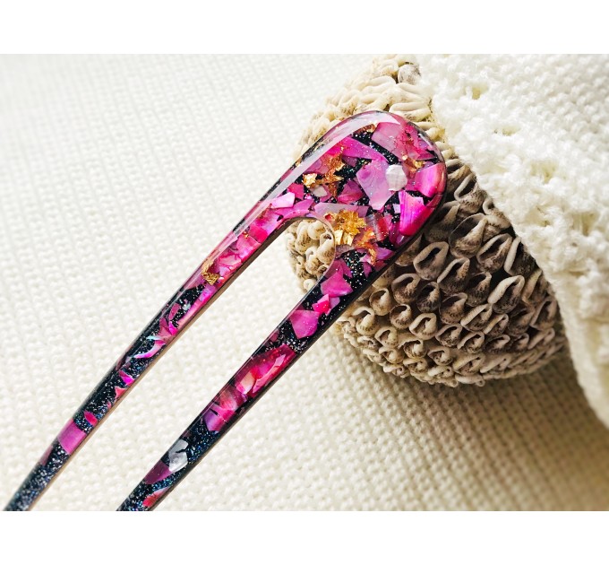 Cherry Color Hair Clip with Mother of Pearl