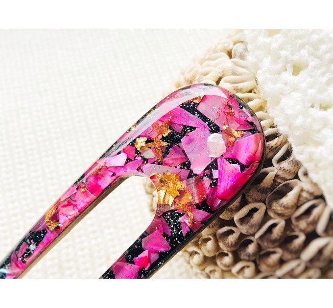 Cherry Color Hair Clip with Mother of Pearl
