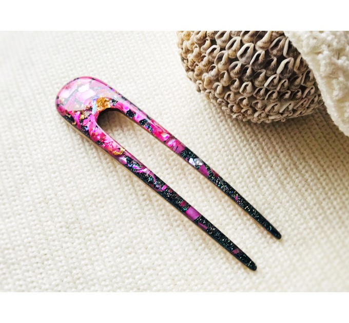 Cherry Color Hair Clip with Mother of Pearl
