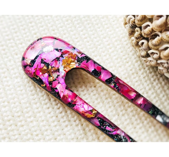 Cherry Color Hair Clip with Mother of Pearl