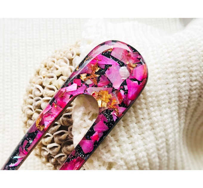 Cherry Color Hair Clip with Mother of Pearl