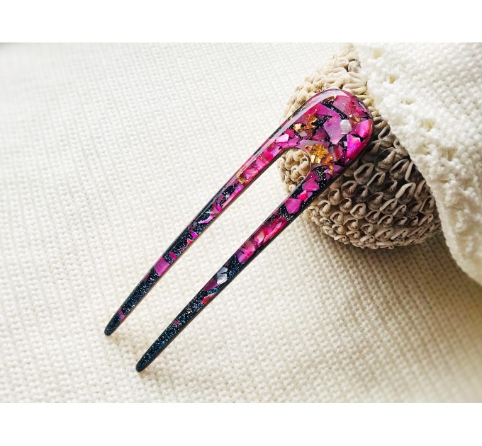 Cherry Color Hair Clip with Mother of Pearl