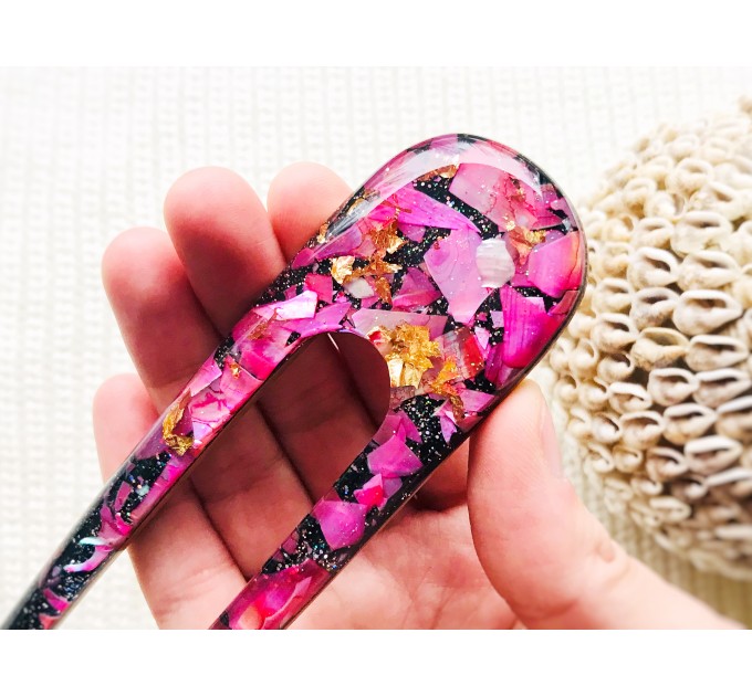 Cherry Color Hair Clip with Mother of Pearl