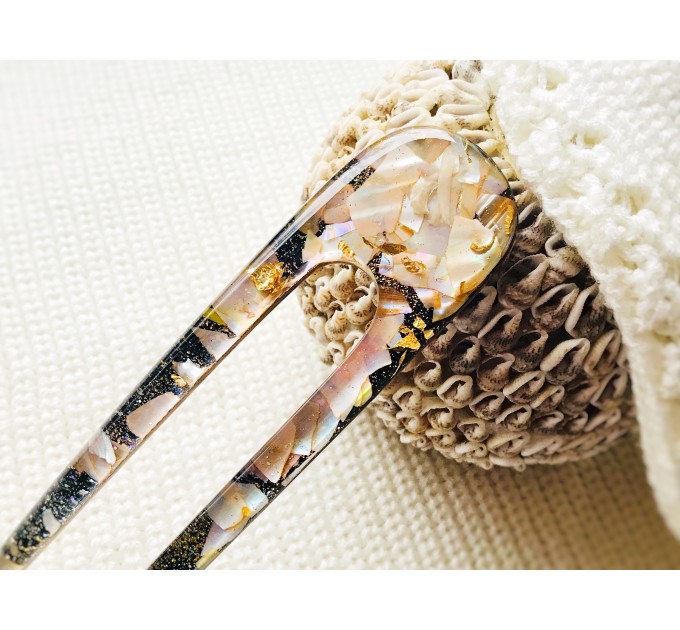 Peach Color Hair Clip with Mother of Pearl