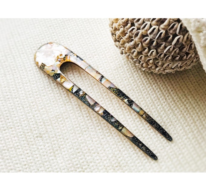 Peach Color Hair Clip with Mother of Pearl