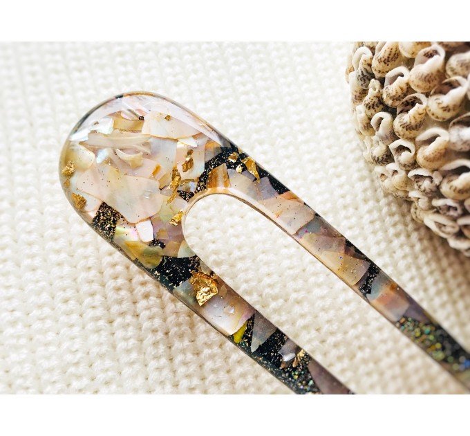 Peach Color Hair Clip with Mother of Pearl