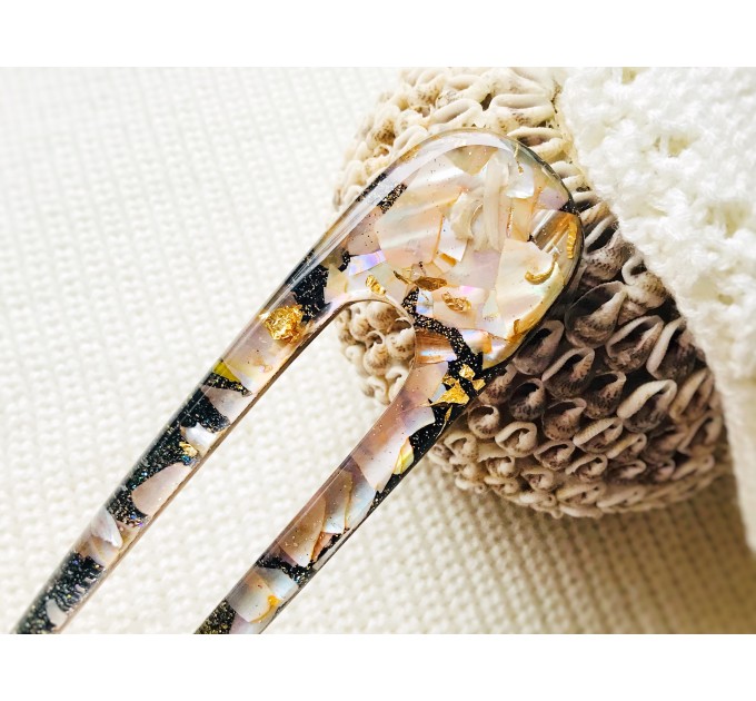 Peach Color Hair Clip with Mother of Pearl