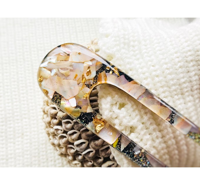 Peach Color Hair Clip with Mother of Pearl