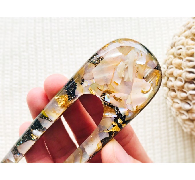 Peach Color Hair Clip with Mother of Pearl